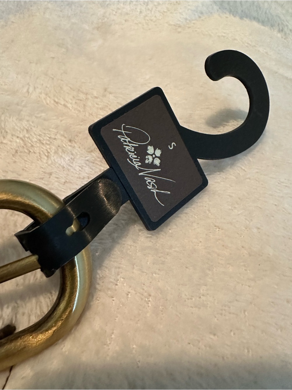 Patricia Nash Black Leather Belt with Antique Gold Double Ring Buckle